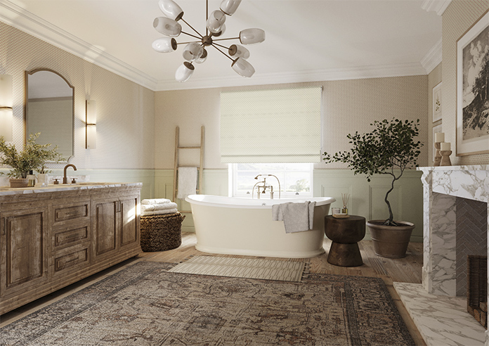 Trellis Prints, Scallop and Bud Green - Twist&Fit Roman Blind - Image 6